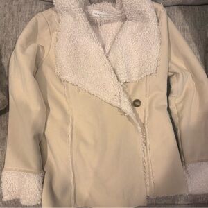 Elegant Cream Teddy Jacket with Sherpa Lining